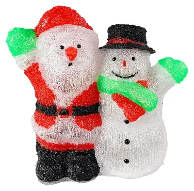 Produktbild von Acryl Weihnachtsmann + Schneemann 90 LEDs kaltweiß Außenbeleuchtung