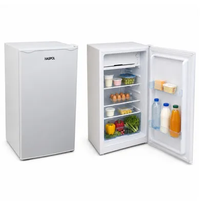 Produktbild von HASPOL H-92L Kühlschrank mit Gefrierfunktion 92 l, 230 V, 80 W, bis -20 °C, leise <45 dB, LED, R600a, weiß