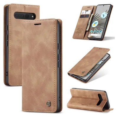 Produktbild von Google Pixel 7 Pro Hülle, Retro Kunstledertasche mit Standfunktion Schutzhülle für Google Pixel 7 Pro Braun