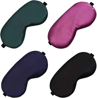 Imagen del producto de Juego de 4 antifaces para dormir, suaves, ajustables, de 20,5 x 9,5 cm, ideales para viajes