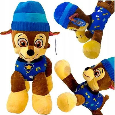 Produktbild von Paw Patrol Chase Maskottchen, großer Plüschhund mit Hut, 50 cm, Kuscheltier