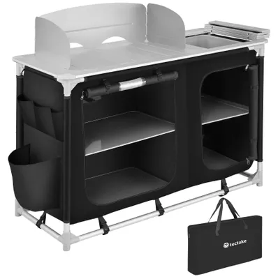 Produktbild von tectake® Campingküche Luxus mit Aluminiumgestell und 4 Fächern faltbar 116 x 52 x 107 cm