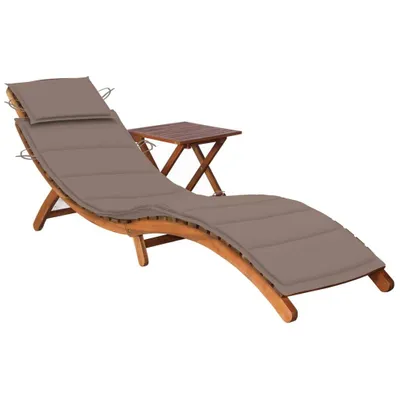 Produktbild von Möbel Sonnenliege mit Tisch und Auflage Massivholz Akazie  - Gartenliegen 3061595