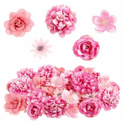 Productafbeelding van Kunstbloemenkoppen - 50 stuks - Decoratie - Roze