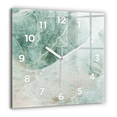 Produktbild von Wallfluent Große Wanduhr – Stilles Quarzuhrwerk - Uhr Dekoration Wohnzimmer Schlafzimmer Küche - Zifferblatt - weiße Zeiger - 60 cm - Marmor Stein Textur