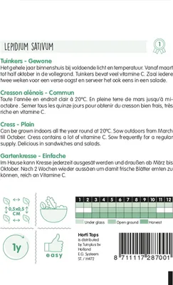 Produktbild von Gartenkresse Einfache | Kressesamen von Hortitops