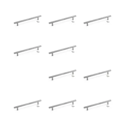 Produktbild von Emuca Lot von 10 Möbelgriffe Orlando, L178mm, 128mm Achsenabstand, Stahl, Nickel satiniert