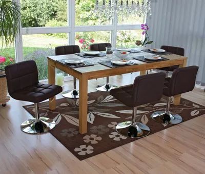 Obrázok produktu pre sada 6 jedálenských stoličiek Kavala Faux Leather Chrome ~ hnedá