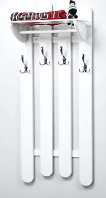 Produktbild von Garderobe Kiefer massiv Vollholz Weiß Junco 345 - Abmessungen: 125 x 50 x 33 cm  (H x B x T)