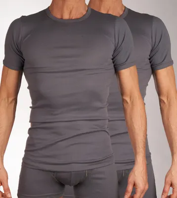 Image de Mango t-shirt col rond lot de 2 1-1 rib box gey hommes