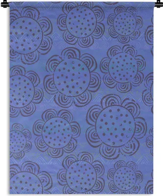 Produktbild von MuchoWow® Wandteppich Wandbehang Blumen - Muster - Blau 90x120 cm Tapisserie Dekoration Wandtuch - Wanddeko
