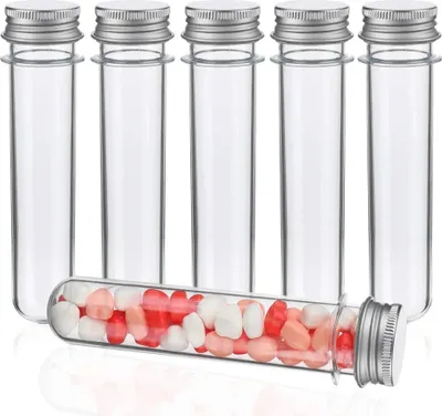 Obrázek produktu pro Sada 30 kusů průhledných plastových zkumavek se šroubovacím uzávěrem, 45 ml, zkumavky na květiny, korálky, bonbóny, skleněné perličky, laboratoř,