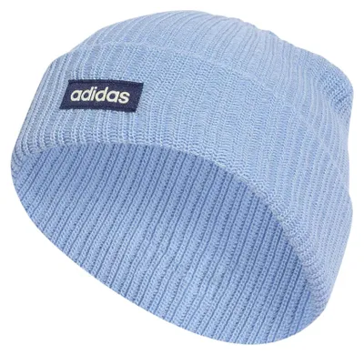 Produktbild von adidas Uni Linear Beanie Cuff Hat, Glow Blue/Dark Blue/Ivory, XS-S