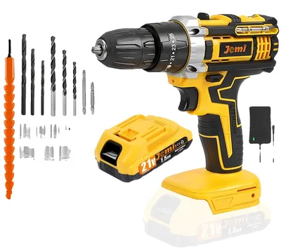 Imagen del producto de Taladro inalámbrico, 3 modos, 2 niveles de velocidad, 21V, 1 batería, compatible con enchufes de la UE