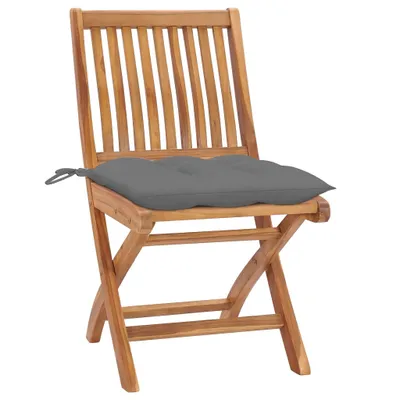 Immagine prodotto di Sedie da giardino 2 pezzi con cuscini grigi in teak massiccio