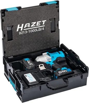 Produktbild von HAZET - Akku-Schlagschrauber 9213-1000LB/4, Werkzeug zum Lösen und An-/Abziehen von Bauteilen, einfach, flexibel, 4-teiliger Satz in L-Boxx, Lösemoment maximal: 1400 Nm, Vierkant 20 mm (3/4 Zoll)