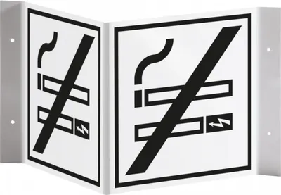Produktbild von Dreifke® Kunststoff-Winkelschild "Rauchen und E-Zigarette verboten", 15x15cm ...