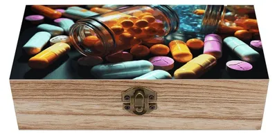 Obrázek produktu pro Dřevěná úložná krabička na léky a šperky
