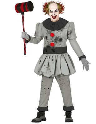 Produktbild von Clown Halloween Gruseliger Jux Spaßschreck Gruselparty Karneval, Größe: 52 - 54 (L) Farbe: Grau