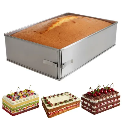 Produktbild von Lindenstein Backrahmen rechteckig verstellbar, 8 cm hohe –  Edelstahl-Backform rechteckig, eckige Kuchenform zum Backen und für Schichttorten