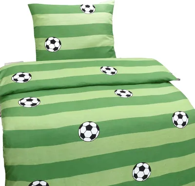Produktbild von Mikrofaser Bettwäsche Fußball Hochwertig 2tlg. 4tlg. 135x200 80x80 grün: 2tlg.