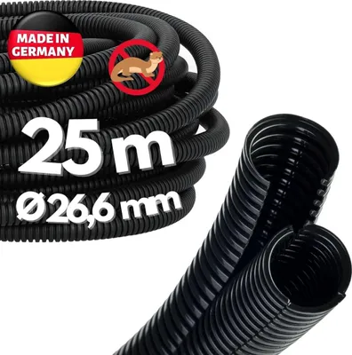 Immagine prodotto di 25 metri di tubo corrugato Kalitec Twin NW 29 I Tubo corrugato in due parti I Tubo corrugato solare I Tubo di protezione contro i martori I Tubo vuoto I Protezione cavi AD 34,3 mm ID 26,6 mm