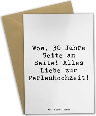 Produktbild von Mr. & Mrs. Panda valentinstagskarte Spruch 30. Hochzeitstag Perlenhochzeit - Weiß - Geschenk, Heiraten, Beziehung, Meilenstein, Heirat, babykarte, Geschenke, Feier