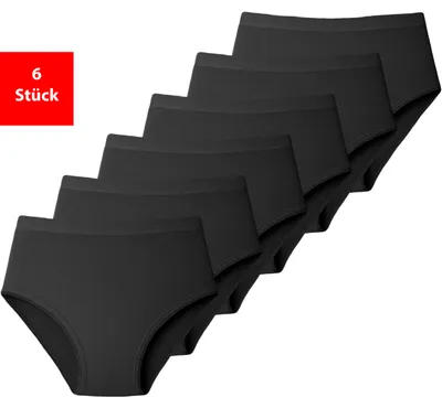 Produktbild von Taillenslip Damen Slip im 3 - 6er Pack Baumwolle Unterhose Schlüpfer Maxislip - Schwarz 48/50 6er