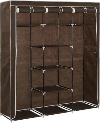 Obrázek produktu pro vidaXL Šatní skříň s policemi a tyčemi hnědá 150x45x175cm Látka