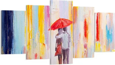 Produktbild von Bild auf Leinwand - Leinwandbild - Liebhaber Regenschirm - 160x85cm - Wand Bild - Wanddeko - Leinwanddruck - Bilder - Kunstdruck - Wanddekoration - Leinwand bilder - Wandkunst - EA160x85-3692