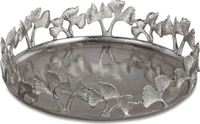 Produktbild von Dekotablett Ginkgo Blätter rund D. 35cm silber aus Aluminium Formano WA