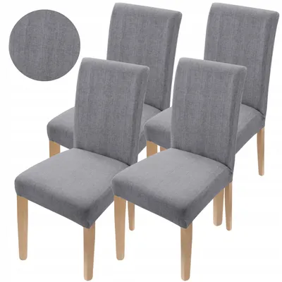 Produktbild von 4 Stück Stuhlhussen Elasthan - Grau Melange - Stuhlbezug Esszimmer - Passend für Henriksdal Harry Stühle