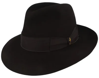 Borsalino feiner Haarfilzhut breite Bogartform in schwarz
