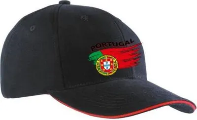 Produktbild von Baseballcap mit Textildruck - wehende Fahne Portugal - 50189 schwarz