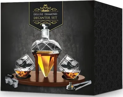 Image de Carafe à décanter + verres en forme de diamant Set Whisky 850 ml