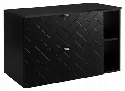 Zdjęcie produktu dla Szafka Łazienkowa Wisząca Pod Umywalkę Regał Blat 100X46Cm Rensan Czarna