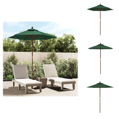 Zdjęcie produktu dla vidaXL Parasol z drewnianym drążkiem zielony 196x231 cm - Parasole i parasole przeciwsłoneczne