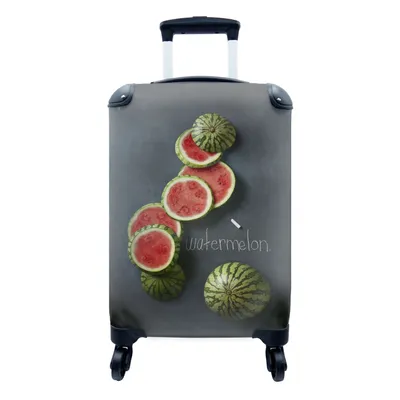 Produktbild von MuchoWow® Koffer Handgepäck Trolley Rollkoffer Kleine Reisekoffer mit 4 Rollen - Wassermelone - Kreidetafel - Kreide - Cabin Size < 55x40x23 cm & 55x40x20 cm - Fotokoffer - Kabinenkoffer - Boardgepäck - Reise-Box - Reisekoffer - Reisegepäck - Koffer mit Bild - Trolley für Kinder