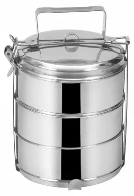 Obrázok produktu pre Nerezová obedáreň – 3 poschodia – 3 x 1 liter – celkový objem viac ako 3 litre – strieborná