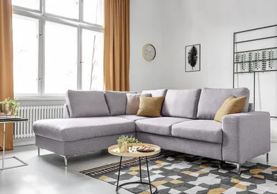 Produktbild von MIUFORM Lofty Lilly - Ecksofa mit Bettfunktion L-FORM LINKS - 237x197cm - Hellgrau - Sofa Schlafsofa Couch