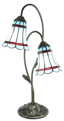 Zdjęcie produktu dla Clayre & Eef Tiffany Lampa stołowa 61 cm Niebieski Brązowy Polyresin