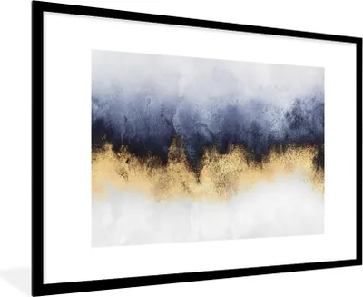 Produktbild von MuchoWow® Gerahmtes Poster Abstrakt - Gold - Luxus 90x60 cm - Poster mit Schwarzem Bilderrahmen Wandposter Rahmen Foto Bilder - Wanddekoration - Fotos