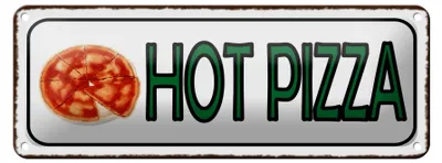 Produktbild von Blechschild  Hinweis Hot Pizza Fast Food, 27x10 cm, Blechschilder Spruch Lebensmittel Pizzabrot Pizzeria