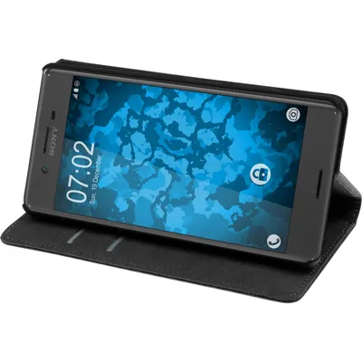 Produktbild von PhoneNatic Kunst-Lederhülle kompatibel mit Sony Xperia X - Book-Case schwarz + 2 Schutzfolien