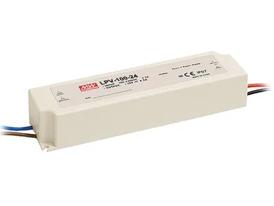 Zdjęcie produktu dla MEAN WELL LPV-100-24, Biały, 90 - 264 V, 47 - 63 Hz, 190 mm, 37 mm, 52 mm