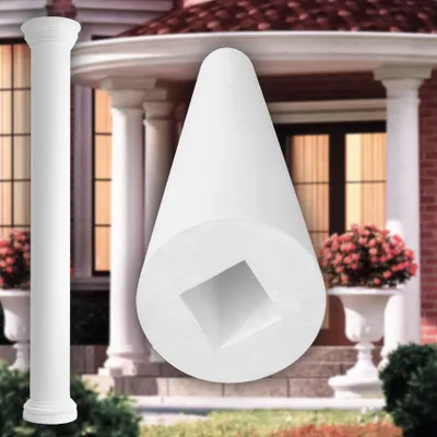 Produktbild von PRESTIGE DECOR Säule mit glatter Oberfläche 2m 255x255mm Säulenschaft Kunstharzputz weiß, Fassadenverkleidung aussen Stucksäule Wandverkleidung (Schaft LC101-2F, vollrund)