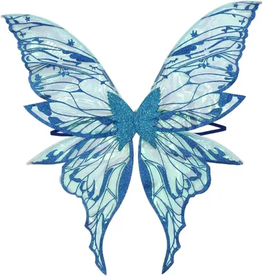 Productafbeelding van Vlindervleugels Fee - Elfenvleugels Vleugels - Feestkostuum - Glitterend Design - 80 x 75 cm - Blauw