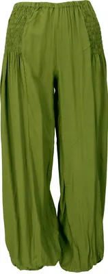 Produktbild von Luftige Muckhose, Boho Pluderhose, Pumphose - Lemon, Damen, Grün, Viskose, Größe: M/L