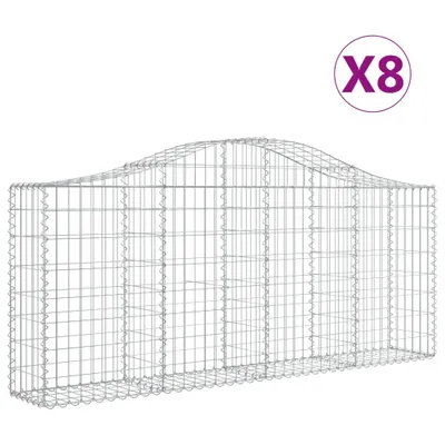 Produktbild von Gabionen mit Hochbogen 8 Stk. 200x30x80/100 cm Verzinktes Eisen