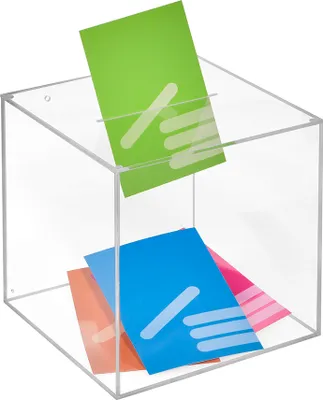 Produktbild von Losbox aus Acrylglas in 200x200x200mm - Zeigis® / Spendenbox / Aktionsbox / Gewinnspielbox / transparent / durchsichtig / Acryl / PMMA